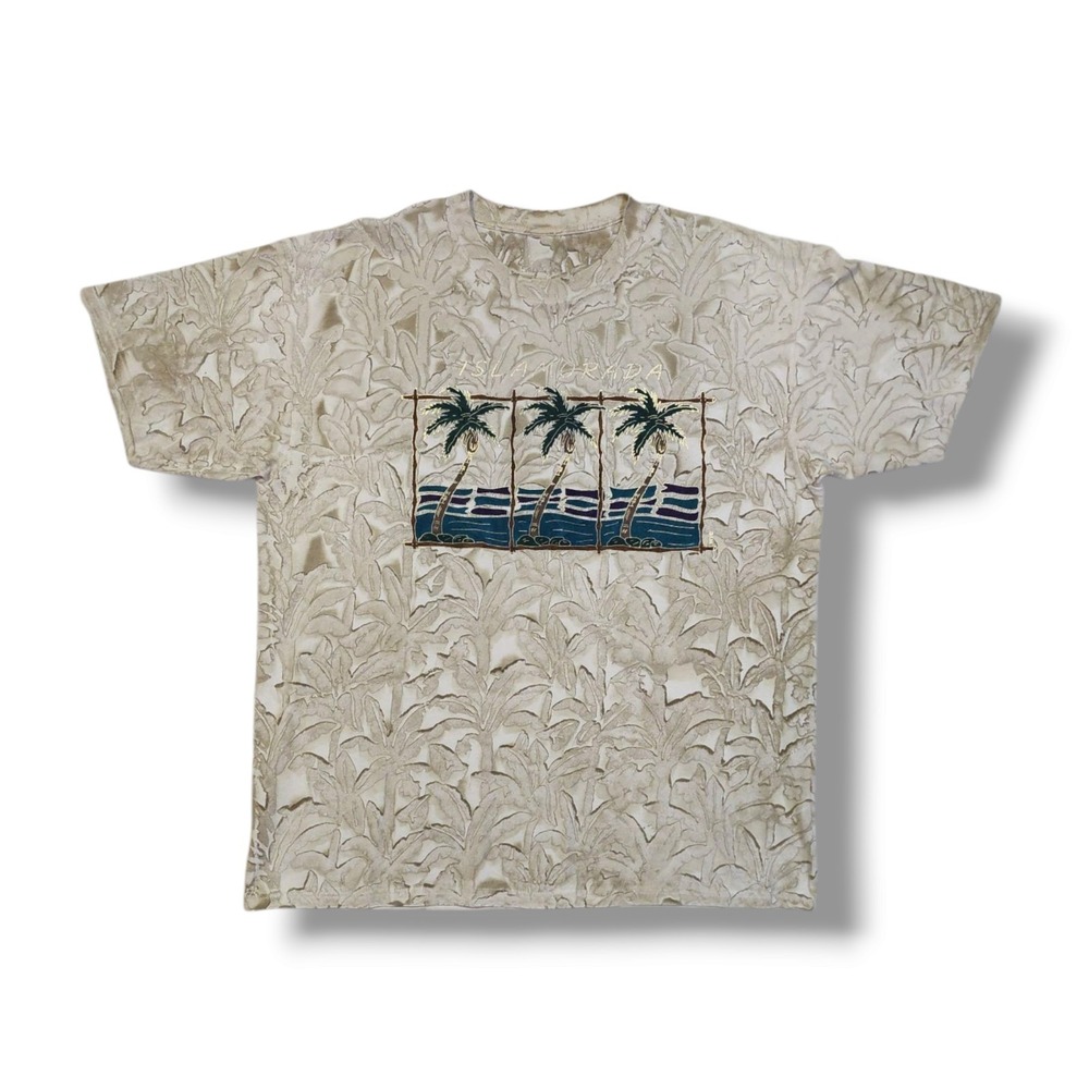 Vintage Islamorada, Florida All Over Palm Tree Print T-Shirt Men's XL